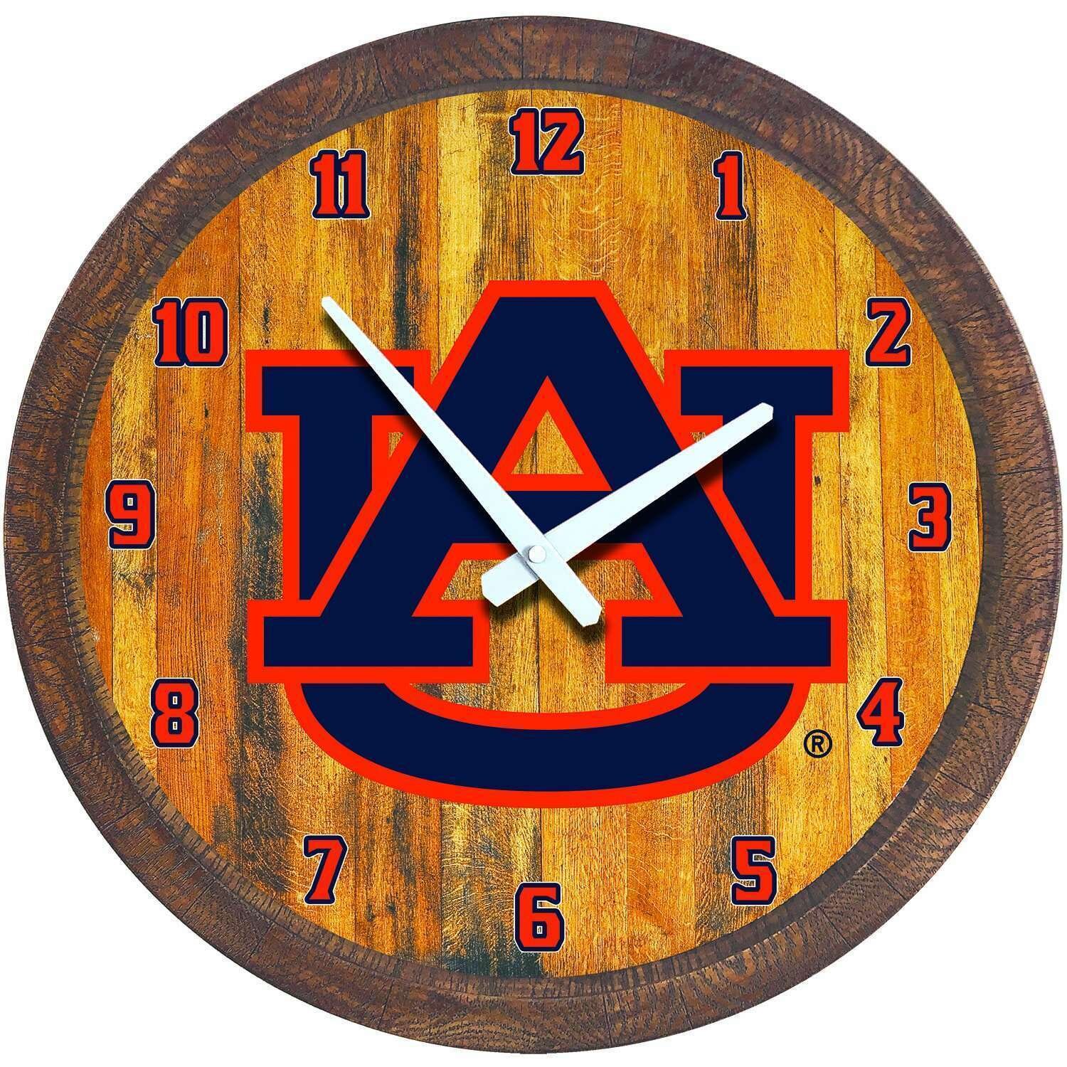 Auburn Tigers Logo "Faux" Barrel Top Wall Clock