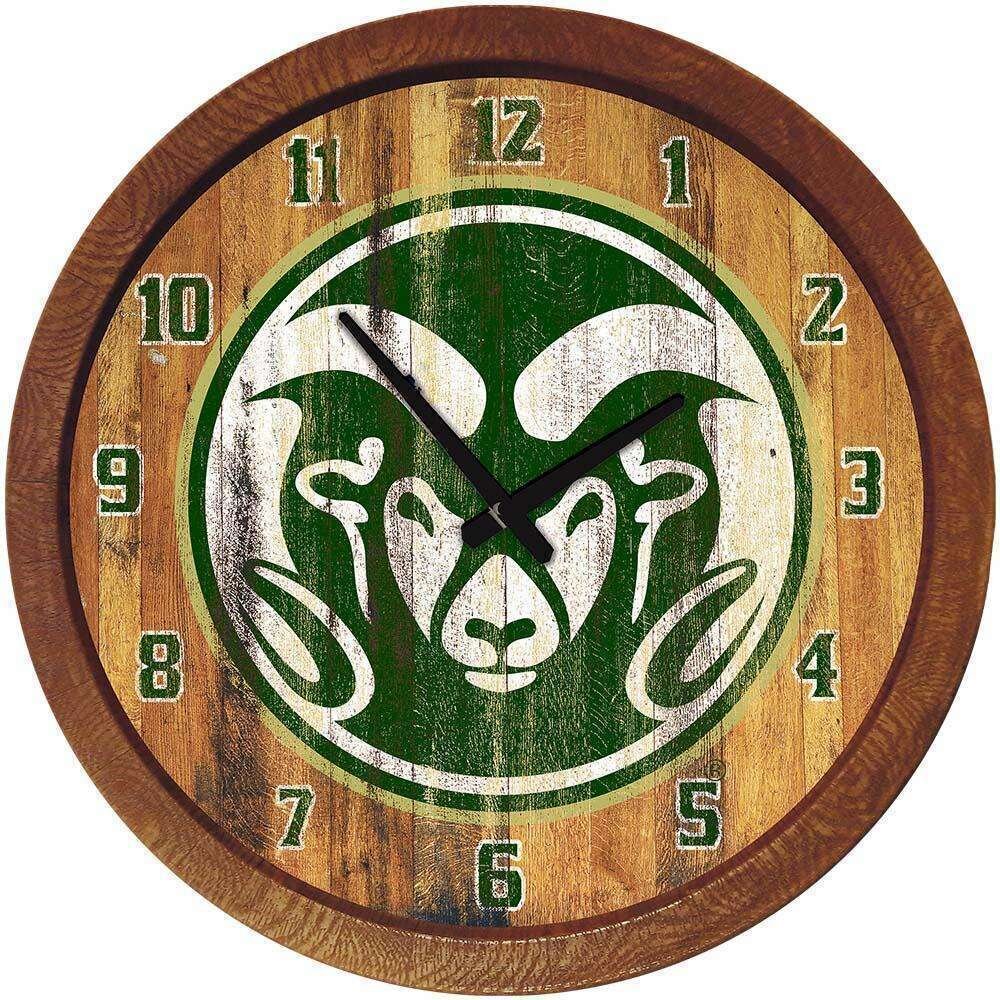 Colorado State Rams Weathered "Faux" Barrel Top Wall Clock