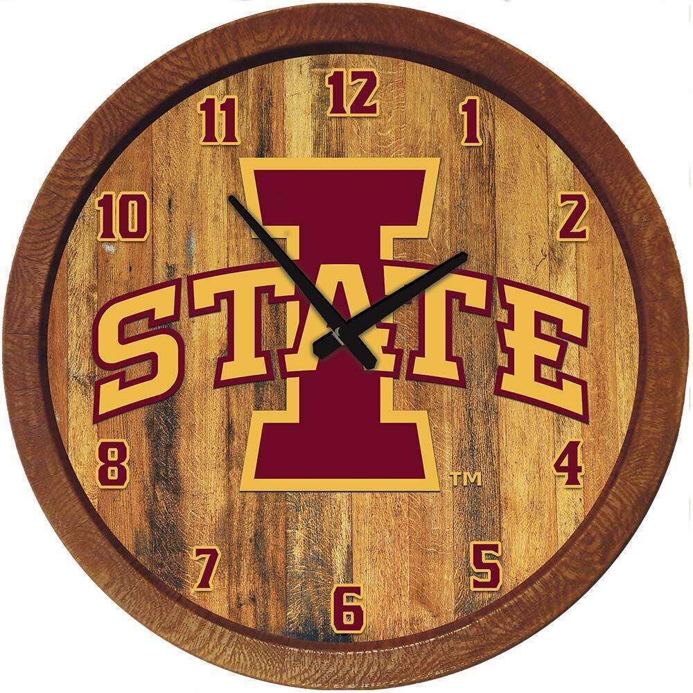 Iowa State Cyclones "Faux" Barrel Top Wall Clock