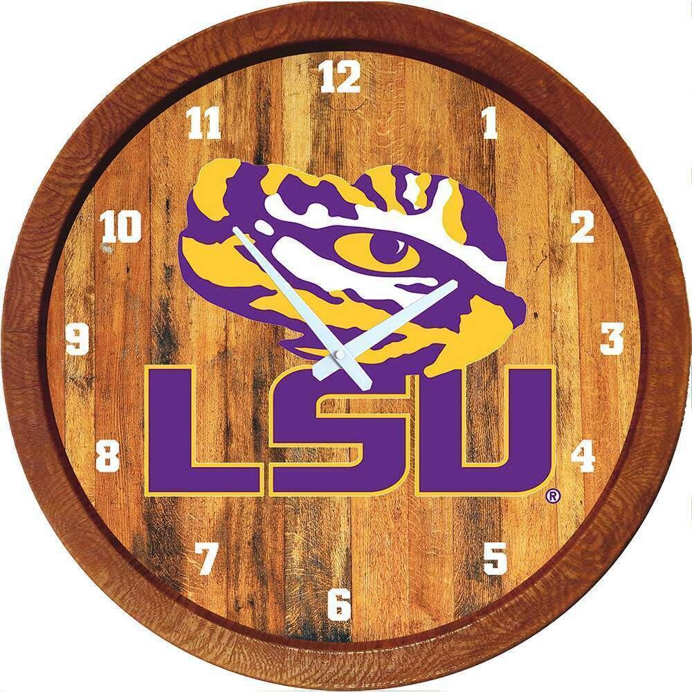 LSU Tigers "Faux" Barrel Top Wall Clock