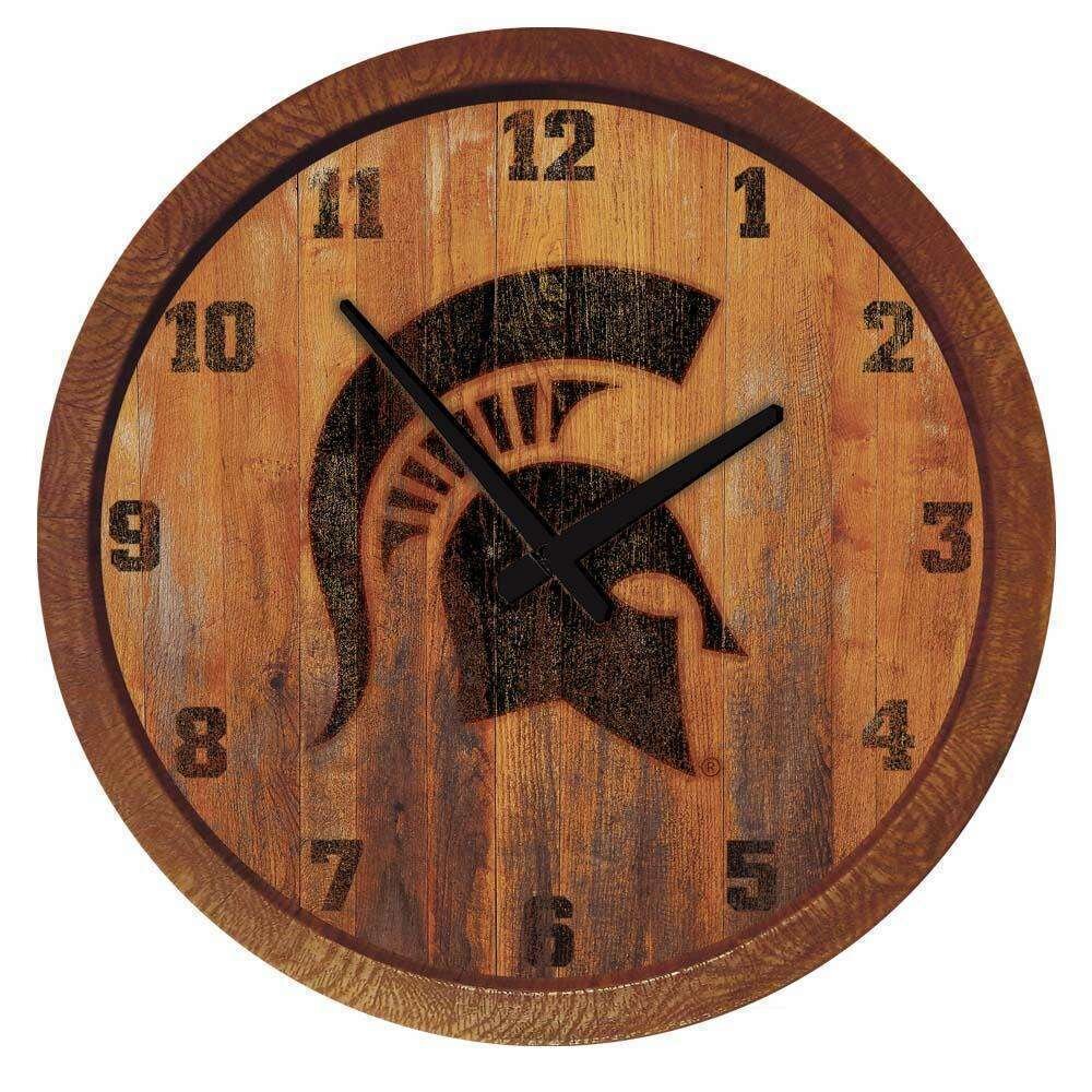 Michigan State Spartans Branded "Faux" Barrel Top Wall Clock