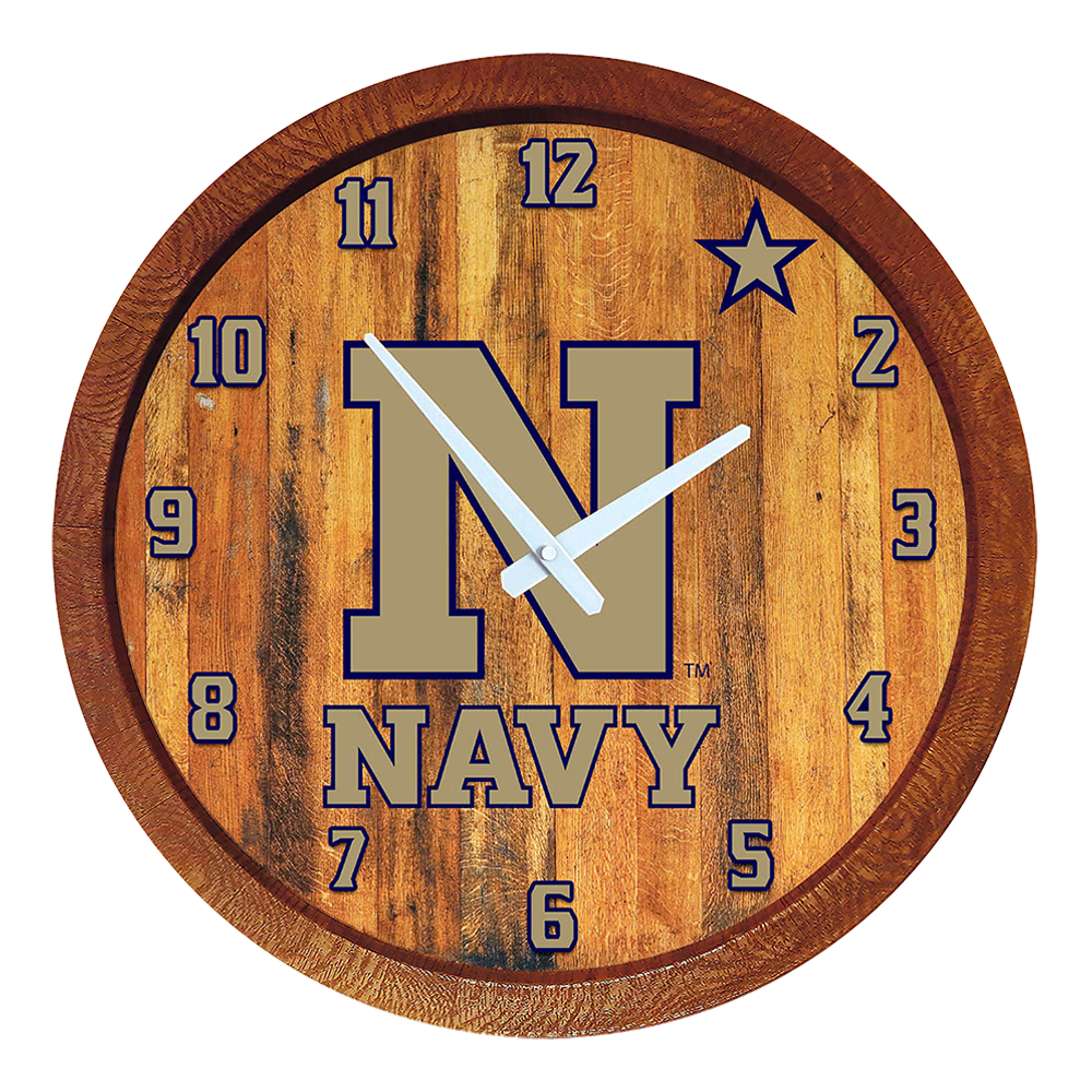 Navy Midshipmen "Faux" Barrel Top Wall Clock