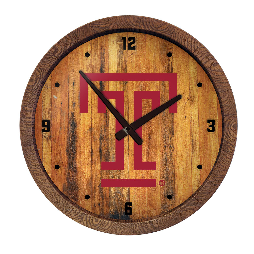 Temple Owls "Faux" Barrel Top Wall Clock