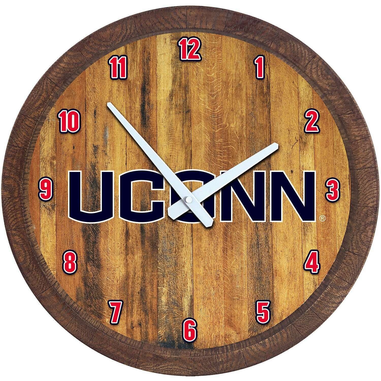 UConn Huskies "Faux" Barrel Top Wall Clock