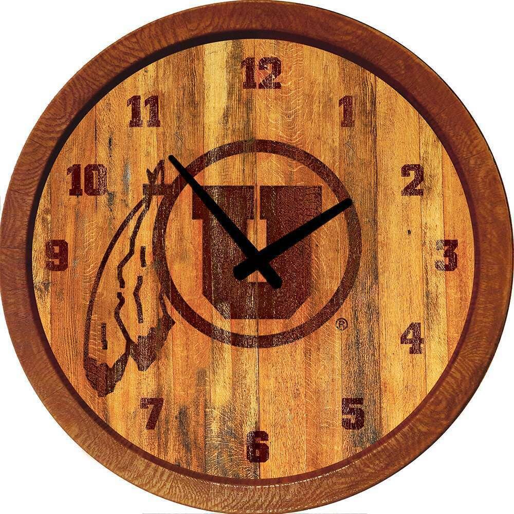 Utah Utes "Faux" Barrel Top Wall Clock