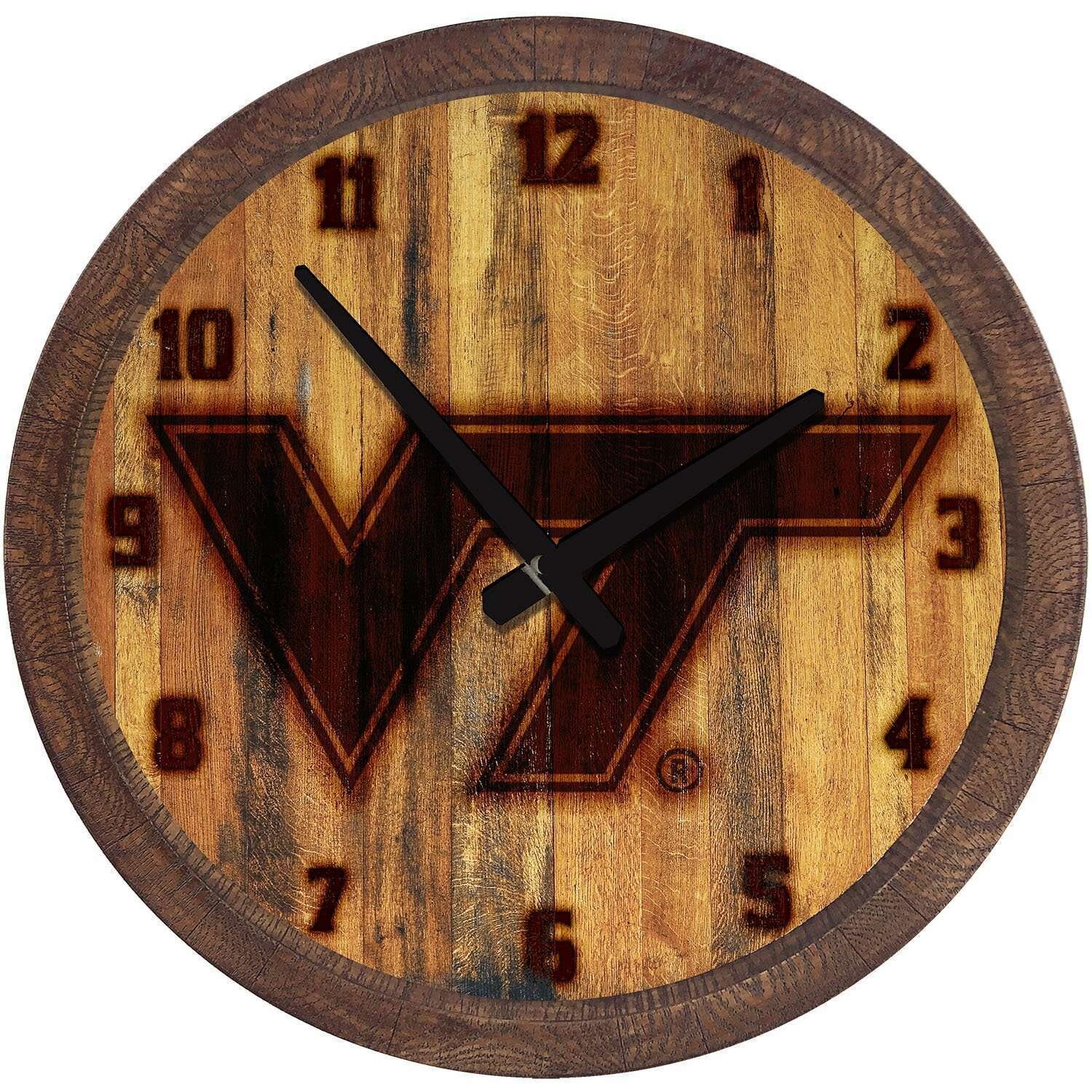 Virginia Tech Hokies Branded "Faux" Barrel Top Wall Clock