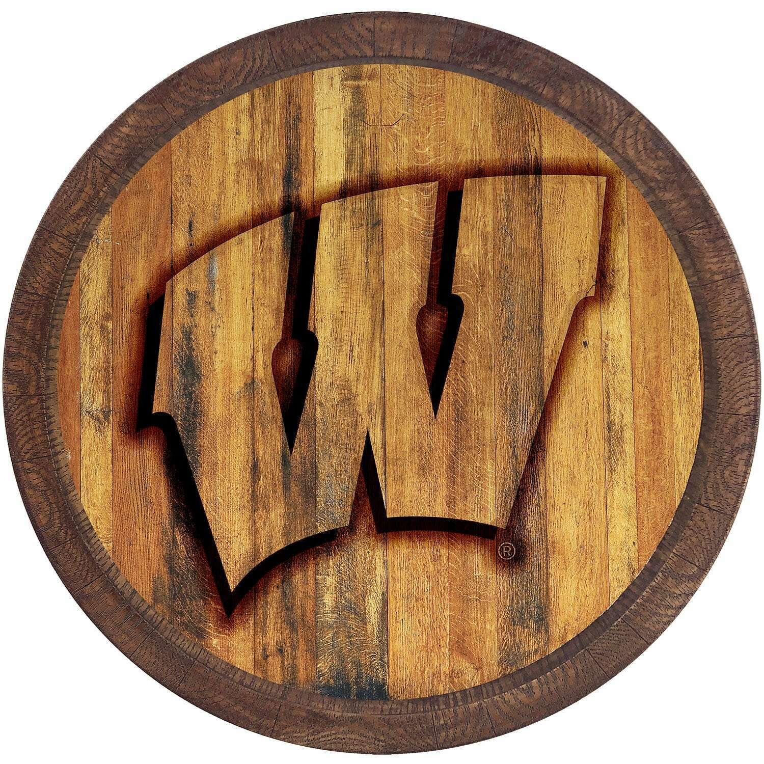 Wisconsin Badgers Branded "Faux" Barrel Top Sign