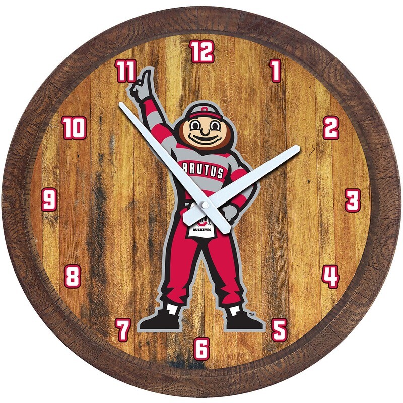 Ohio State Buckeyes Brutus "Faux" Barrel Top Wall Clock