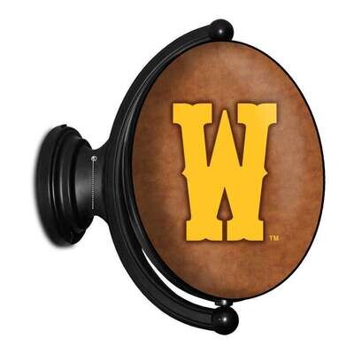 Wyoming Cowboys W Original Oval Rotating Lighted Wall Sign