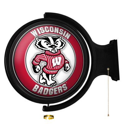 Wisconsin Badgers Mascot Original Round Rotating Lighted Wall Sign