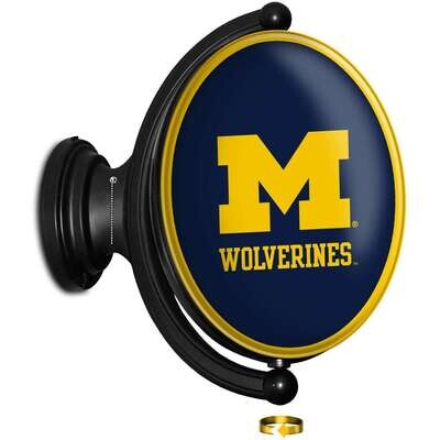 Michigan Wolverines Blue Original Oval Rotating Lighted Wall Sign