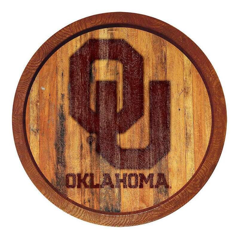 Oklahoma Sooners Branded "Faux" Barrel Top Sign