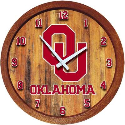 Oklahoma Sooners "Faux" Barrel Top Wall Clock