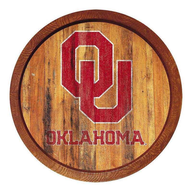 Oklahoma Sooners Weathered "Faux" Barrel Top Sign