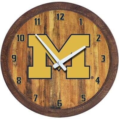 Michigan Wolverines "Faux" Barrel Top Wall Clock