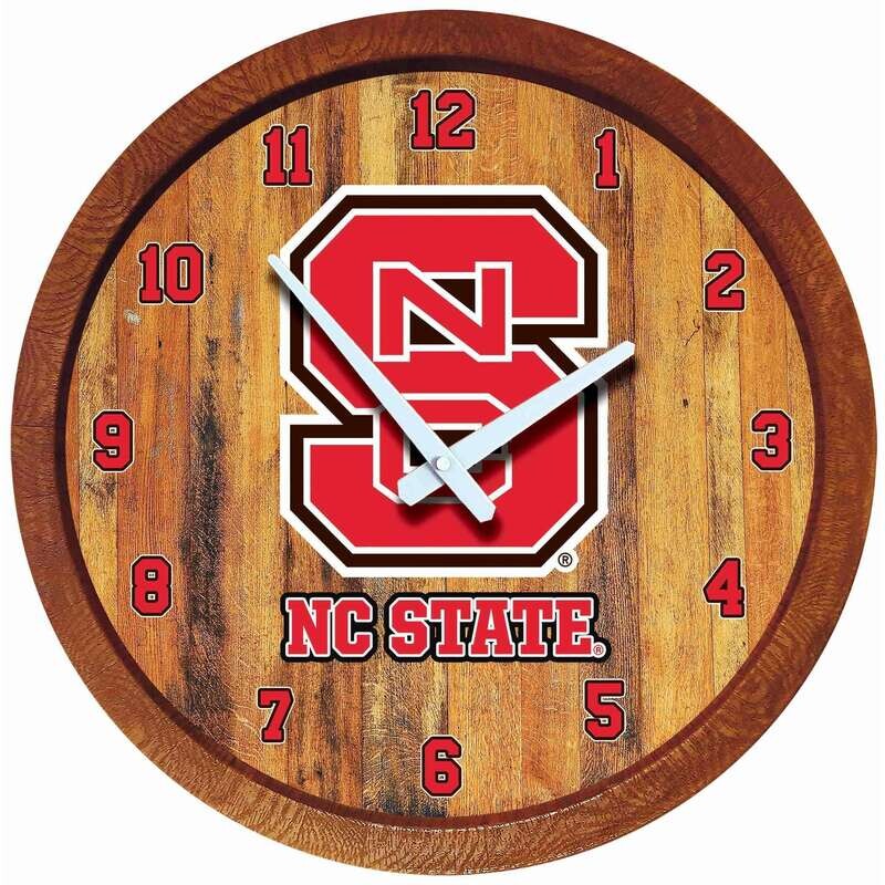 NC State Wolfpack "Faux" Barrel Top Wall Clock