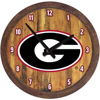 Georgia Bulldogs "Faux" Barrel Top Wall Clock