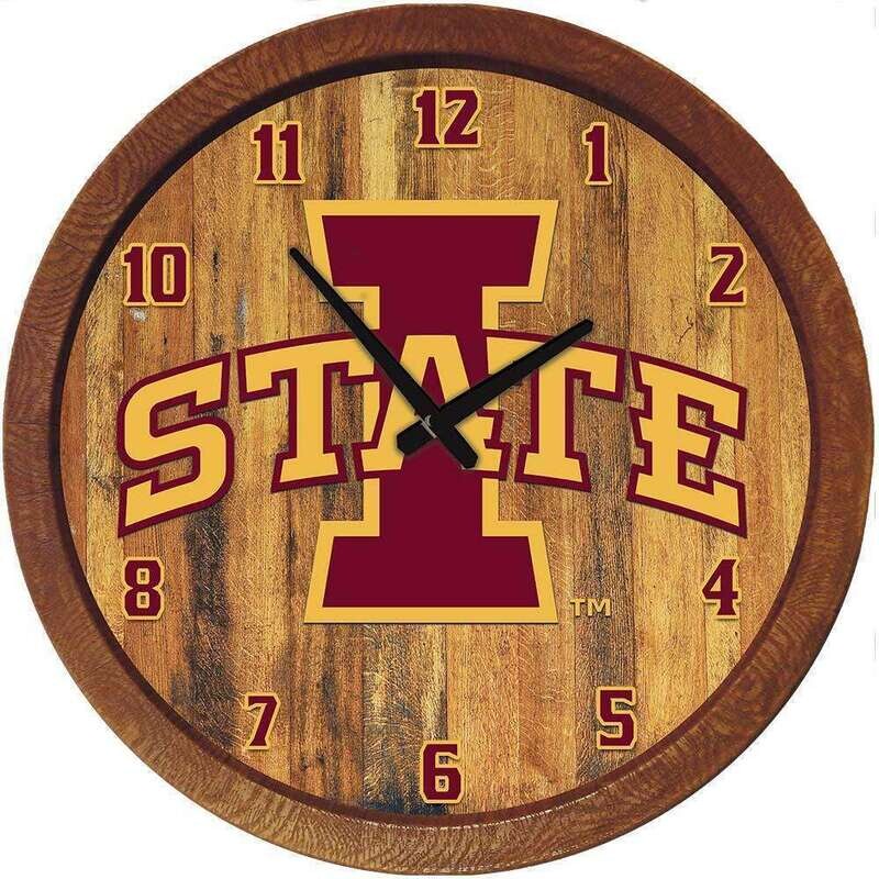 Iowa State Cyclones "Faux" Barrel Top Wall Clock