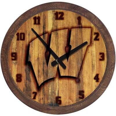 Wisconsin Badgers Branded "Faux" Barrel Top Wall Clock
