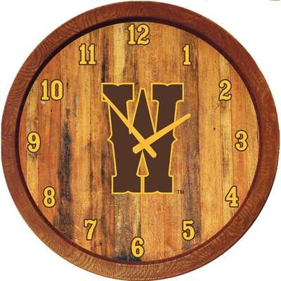 Wyoming Cowboys W "Faux" Barrel Top Wall Clock