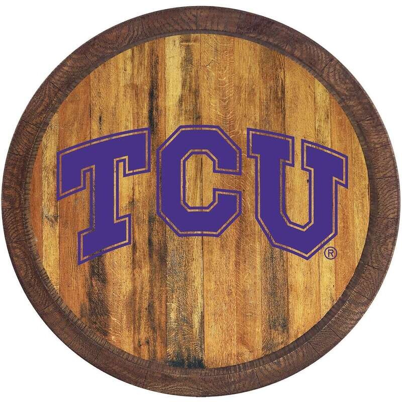 TCU Horned Frogs "Faux" Barrel Top Sign