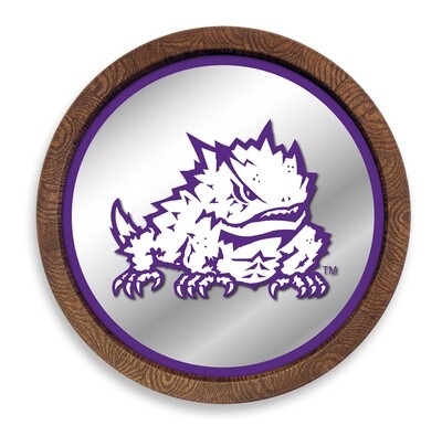 TCU Horned Frogs Mascot "Faux" Barrel Top Mirrored Wall Sign