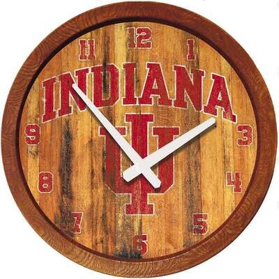 Indiana Hoosiers Weathered "Faux" Barrel Top Wall Clock