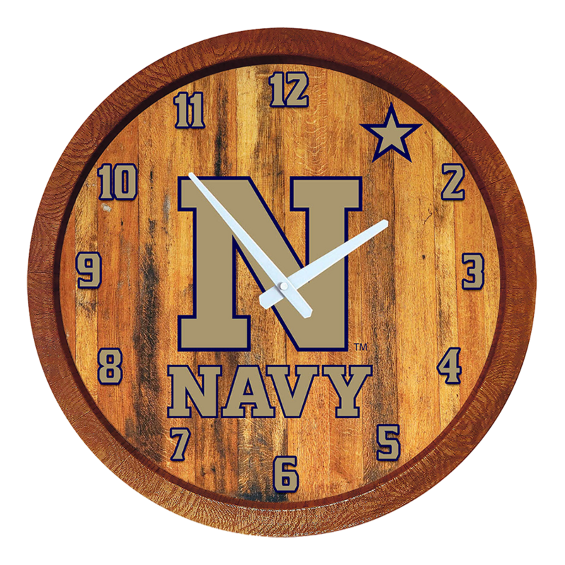 Navy Midshipmen "Faux" Barrel Top Wall Clock