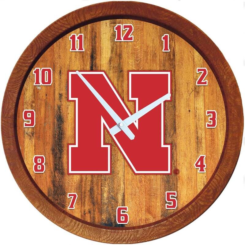 Nebraska Cornhuskers "Faux" Barrel Top Wall Clock