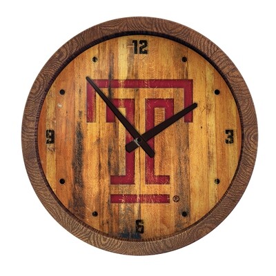 Temple Owls Weathered "Faux" Barrel Top Wall Clock