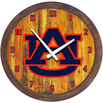 Auburn Tigers Logo  Auburn Tigers Logo "Faux" Barrel Top Wall Clock