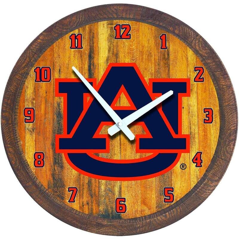 Auburn Tigers Logo "Faux" Barrel Top Wall Clock