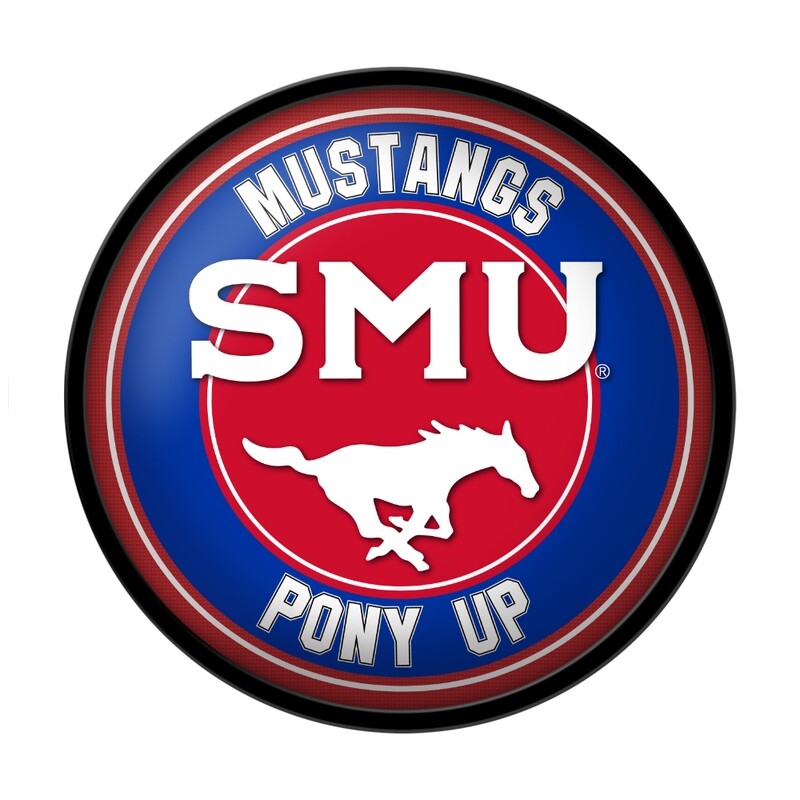 SMU Mustangs PONY UP Modern Disc Wall Sign