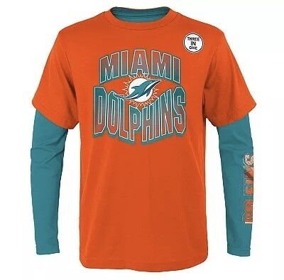 Miami Dolphins Kids Outerstuff 3-in-1 Game Day T-Shirt