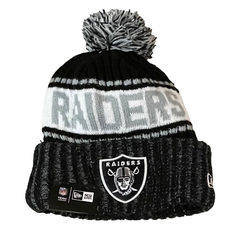 Las Vegas Raiders Men's New Era Sport Cuffed Pom Knit Hat