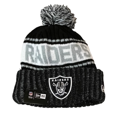 Las Vegas Raiders Men's New Era Sport Cuffed Pom Knit Hat Las Vegas Raiders Men's New Era Sport Cuffed Pom Knit Hat