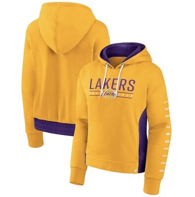 Los Angeles Lakers Women’s Fanatics Branded Gold Iconic Halftime Colorblock Pullover Hoodie