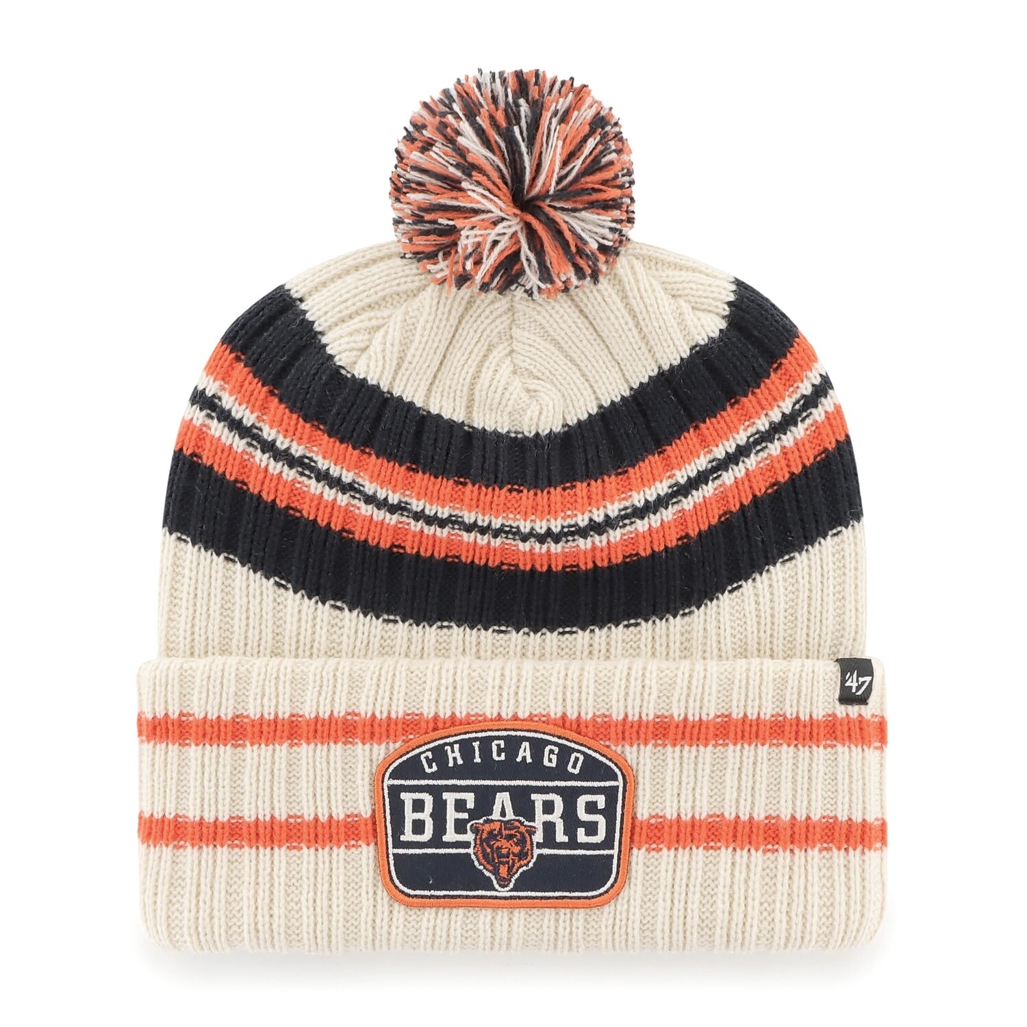 Chicago Bears Men's 47 Natural Cuffed Pom Knit Hat