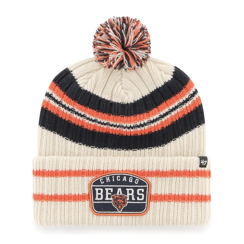 Chicago Bears Men's 47 Natural Cuffed Pom Knit Hat Chicago Bears Men's 47 Natural Cuffed Pom Knit Hat