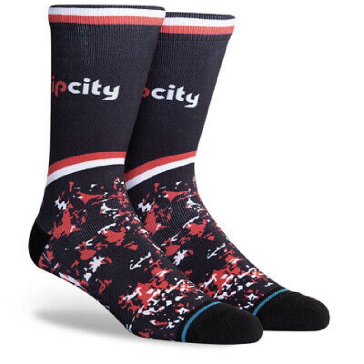 Portland Trail Blazers Men's Blocked P Crew Socks