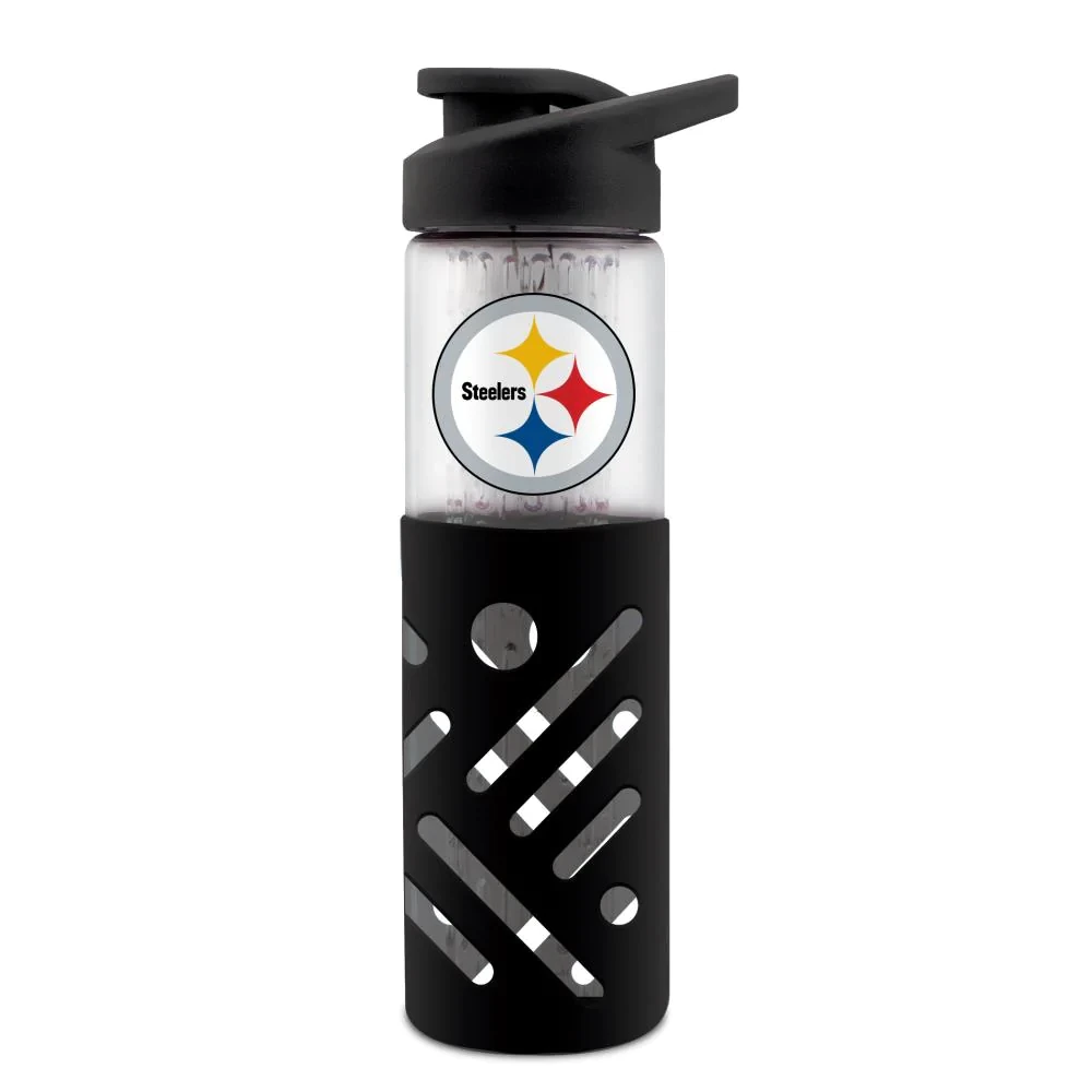 Pittsburgh Steelers 23oz Silicon Protector Glass Water Bottle