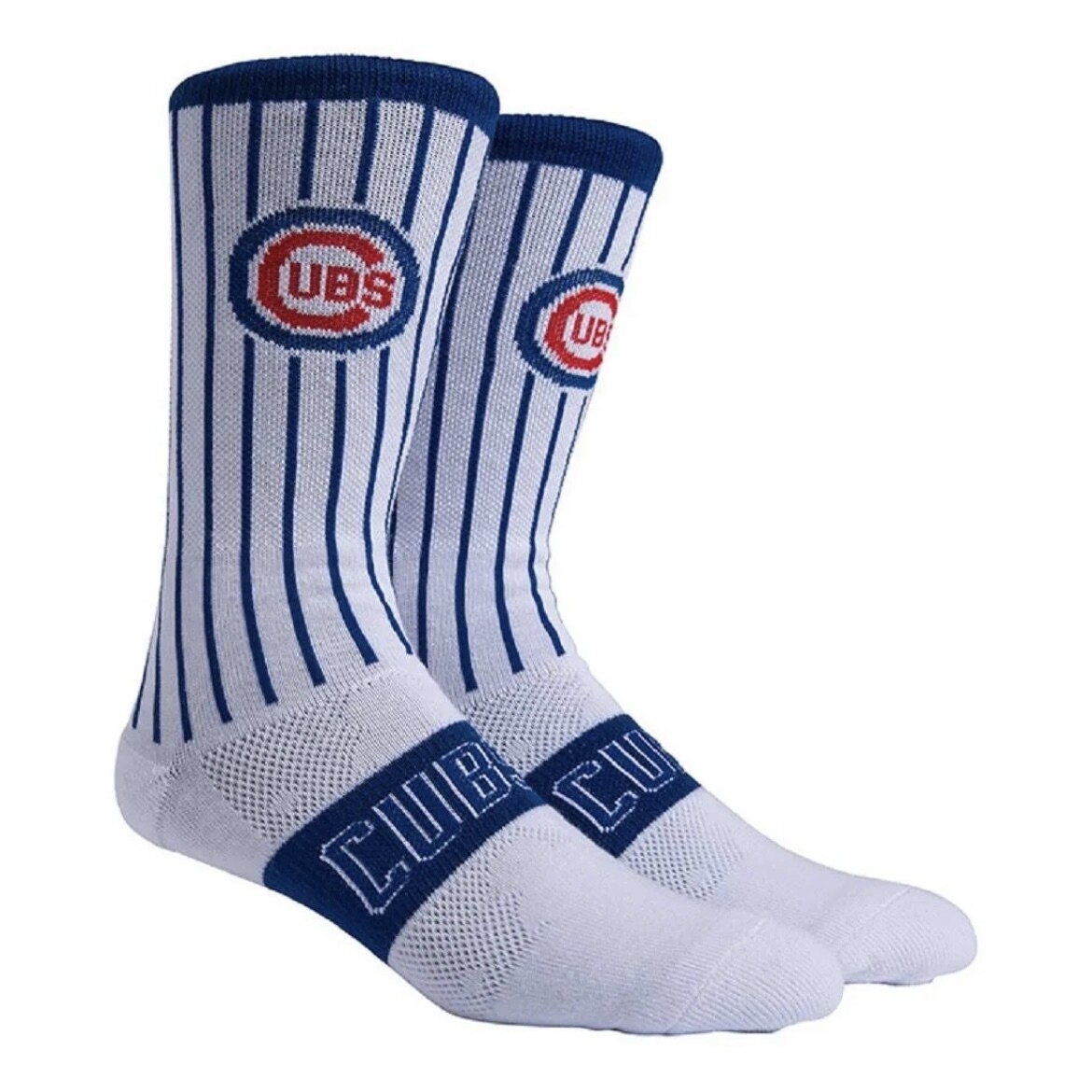 Chicago Cubs Men’s White Pinstripe Crew Socks