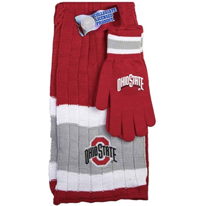 Ohio State Buckeyes Scarf and Gloves Set