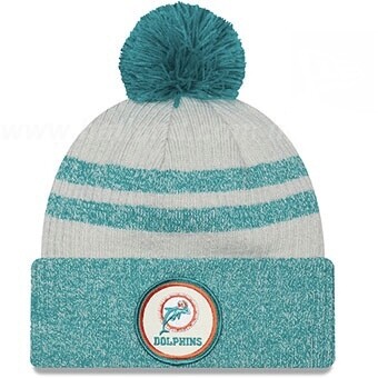 Miami Dolphins Men’s Retro New Era Sideline Cuffed Pom Knit Hat Miami Dolphins Men’s Retro New Era Sideline Cuffed Pom Knit Hat