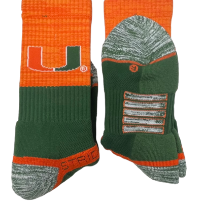 Miami Hurricanes Men’s Orange / Green Strideline Socks