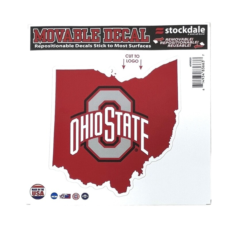 Ohio State Buckeyes 6" x 6" Movable State Shape Decal