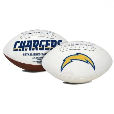 Los Angeles Chargers Full Size Embroidered Signature Series White Panel Football w/ Autograph Pen