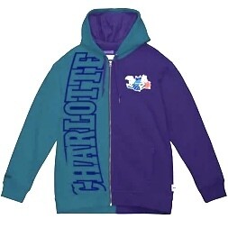 Charlotte Hornets Men's Mitchell & Ness Full Zip Fleece Hoodie Charlotte Hornets Men's Mitchell & Ness Full Zip Fleece Hoodie