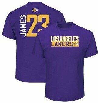 Los Angeles Lakers LeBron James Men's Majestic Name and Number T-shirt