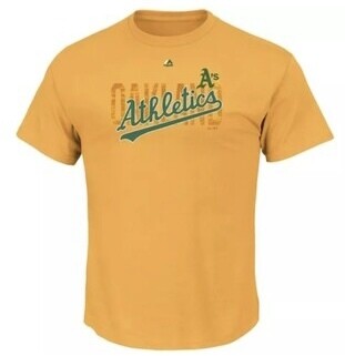 Oakland Athletics Men's Yellow Triple Peak Crew T-Shirt